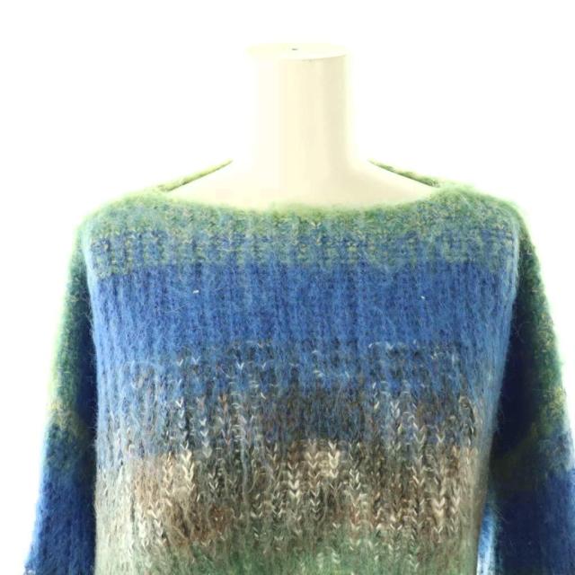 【中古】パーバーズ PERVERZE 0123030511 Gradient Stripe Top and Scarf ニット セーター 長袖 F ブルー グリーン_3