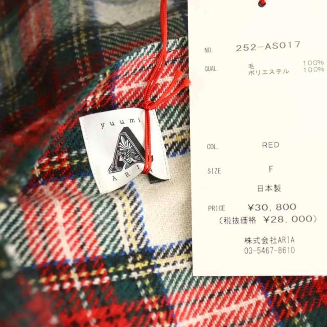 【中古】未使用品 ユウミアリア YuumiARIA チェックベスト プルオーバー ウール F 赤 マルチカラー /CX ■OS ■SH_4