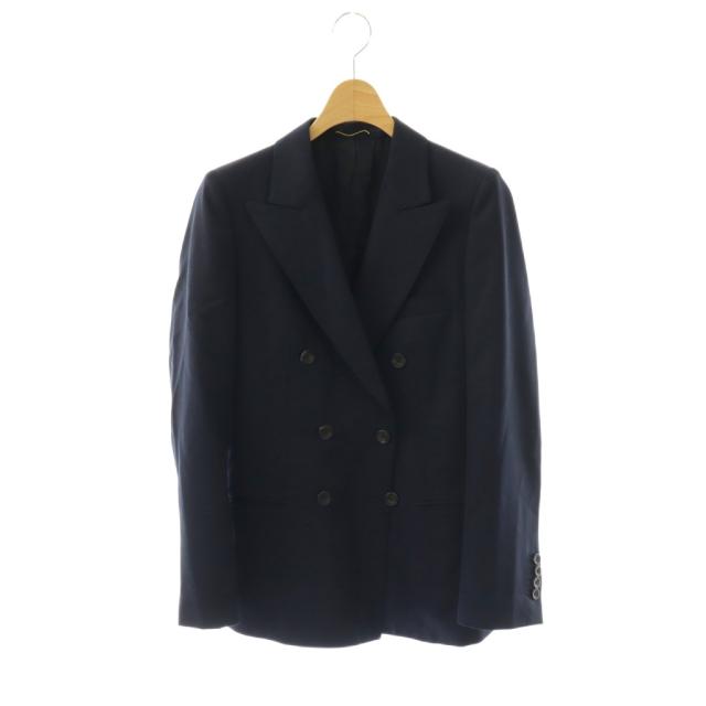 【中古】ドゥーズィエムクラス DEUXIEME CLASSE ダブルジャケット テーラード ウール 36 紺 /CX ■OS ■SH レディース