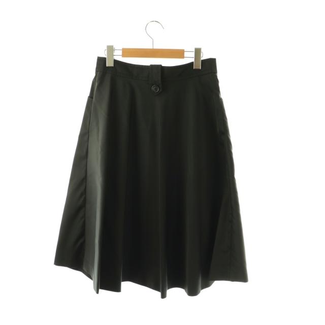 【中古】プラダ PRADA フロントボタンフレアスカート ミモレ ロング 38S 黒 /NR ■OS レディース_1