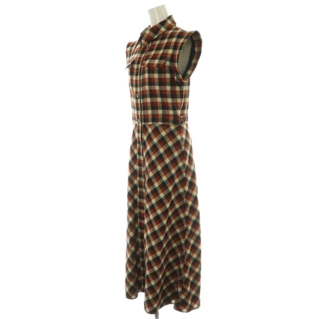 【中古】クリスチャンディオール Christian Dior 051R05A1282 ウールチェックシャツワンピース ロング 38_2
