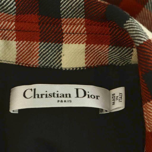 【中古】クリスチャンディオール Christian Dior 051R05A1282 ウールチェックシャツワンピース ロング 38_4