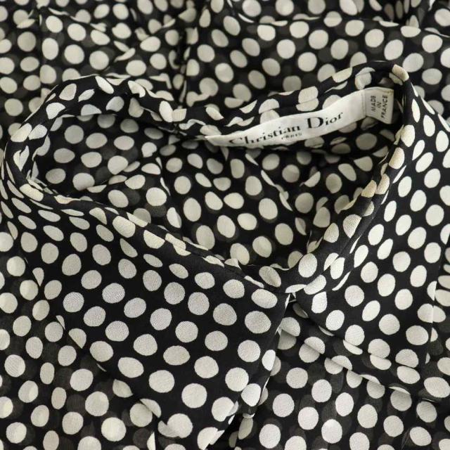 【中古】クリスチャンディオール Christian Dior フレアワンピース シアー シースルー マキシ ロング 長袖_7