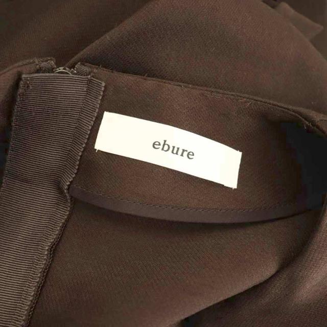 【中古】エブール ebure クリアダブルクロスワンピース フレア マキシ ロング 長袖 スキッパー ウール混 38 茶_5