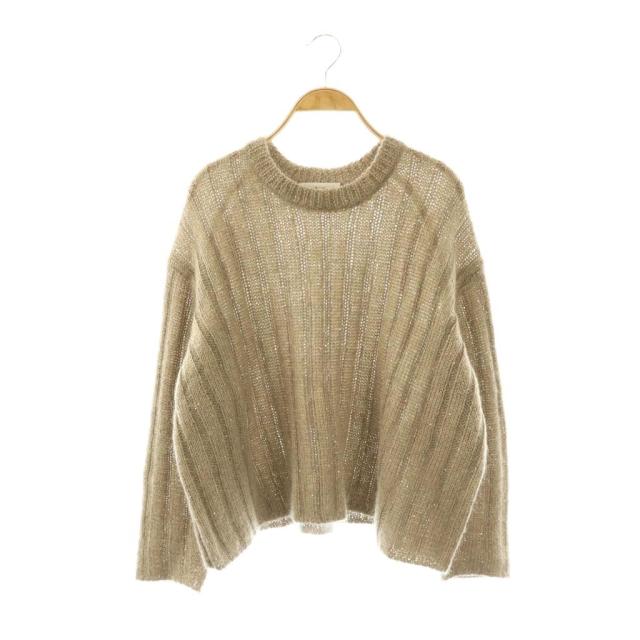 【中古】エブール ebure 25AW モヘヤ混スパンコールニット セーター 長袖 ベージュ /DO ■OS レディース