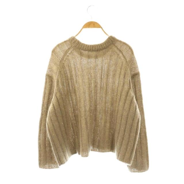 【中古】エブール ebure 25AW モヘヤ混スパンコールニット セーター 長袖 ベージュ /DO ■OS レディース_1