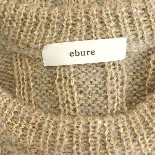 【中古】エブール ebure 25AW モヘヤ混スパンコールニット セーター 長袖 ベージュ /DO ■OS レディース_4