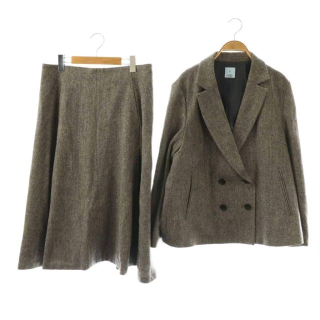 【中古】クミキョク 組曲 24AW ジャケット スカート セットアップ テーラード フレア 5 6 グレー 黒 /CX ■OS