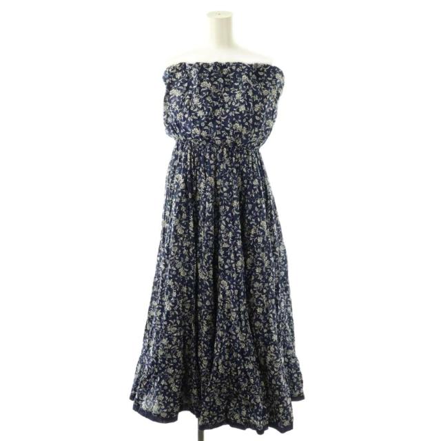 【中古】マリハ MARIHA 草原の虹のドレス ベアトップ ワンピース 花柄 紺 白 /CX ■OS レディース