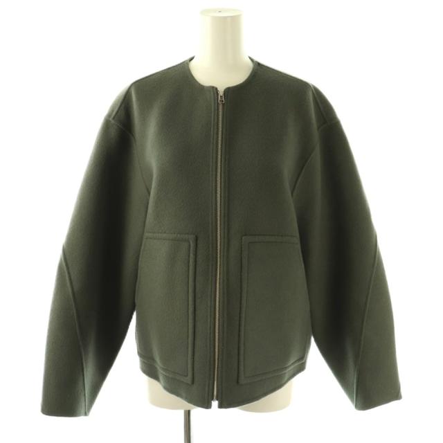 【中古】ローヘン LOHEN バックフォルムリバーZIPブルゾン ノーカラージャケット F チャコールグレー /ES ■OS