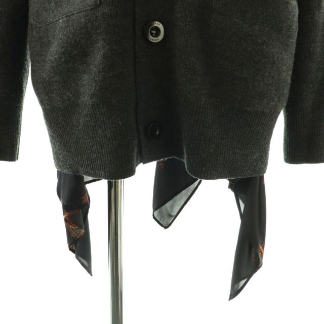 【中古】サカイ sacai 25-08144 Paisley Print x Wool Knit Cardigan カーディガン ニット 長袖 1 グレー /NR ■OS