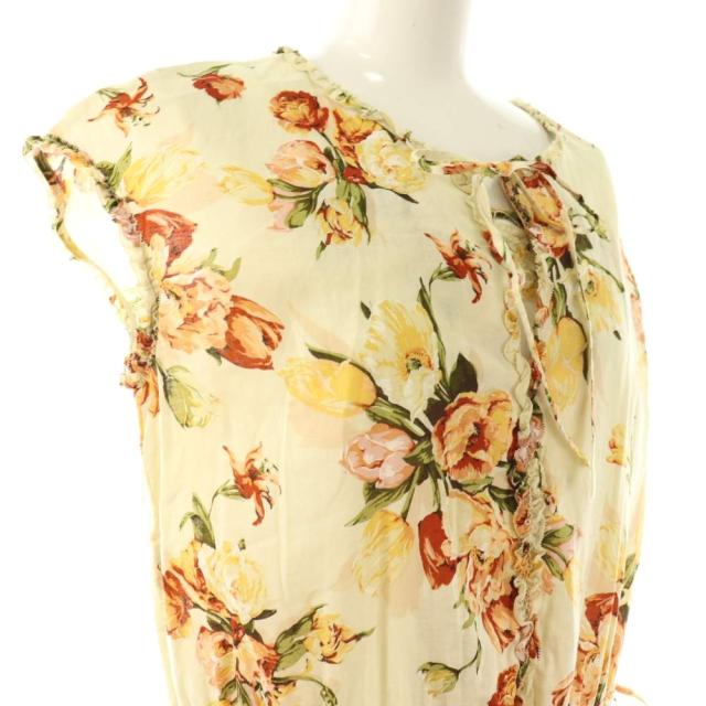 【中古】インゲボルグ 花柄ワンピース ロング ノースリーブ 9 アイボリー マルチカラー /DO ■OS レディース