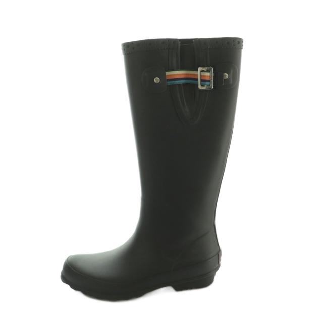 【中古】ポールスミス レインブーツ ロングブーツ シグネチャーストライプ 24.0-24.5cm 黒 /MI ■OS レディース_1