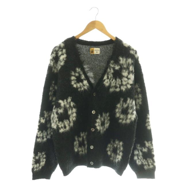 【中古】セントマイケル DENIM TEARS MH CARDIGAN CT WRTH ニットカーディガン 長袖 Vネック ウール モヘヤ混 M 黒