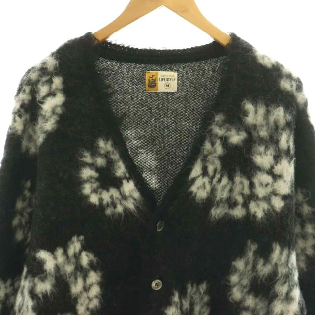 【中古】セントマイケル DENIM TEARS MH CARDIGAN CT WRTH ニットカーディガン 長袖 Vネック ウール モヘヤ混 M 黒