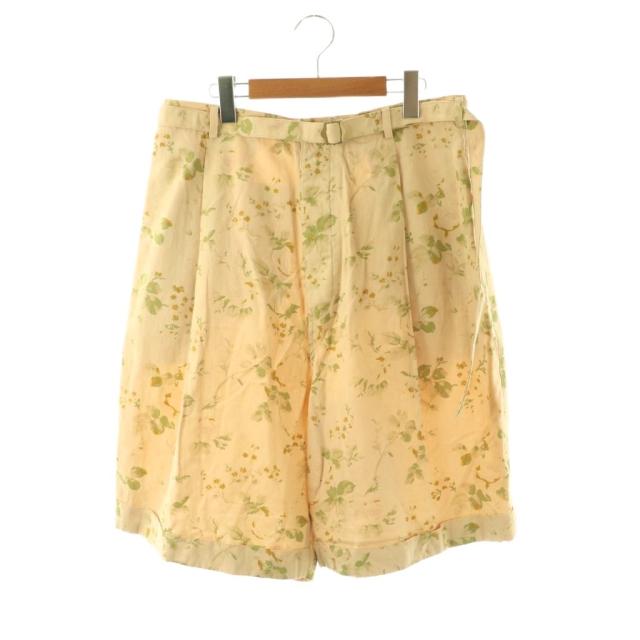 【中古】ススリ SUSURI マグパイパンツ 二分の一ズボン下 広広とした タック 花柄 4 ベージュ マルチ色合い 26-505 /CX ■os