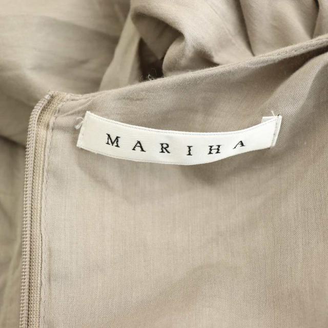 【中古】マリハ MARIHA ベルト付ギャザーワンピース ロング 半袖 36 グレージュ /HK ■OS レディース_4