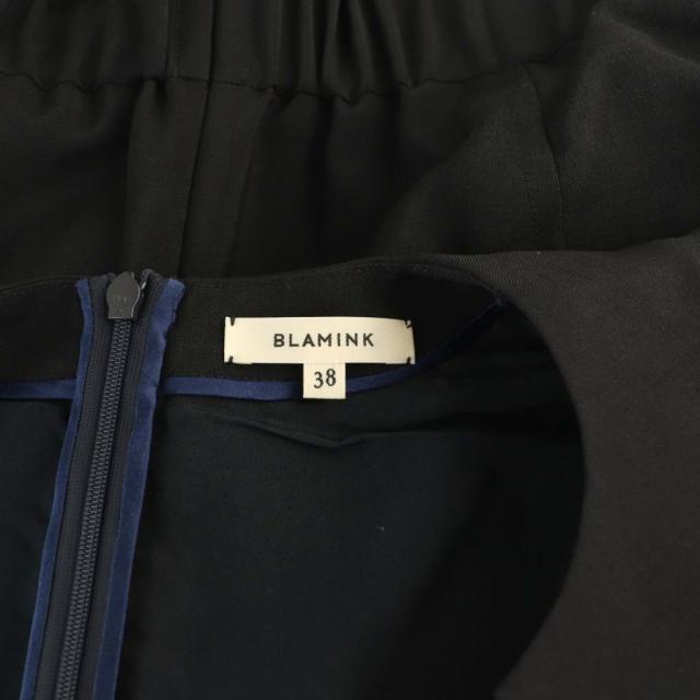 【中古】ブラミンク ウールモヘヤスリットネックワンピース フレンチスリーブ ロング 38 紺 7926-230-0363_5