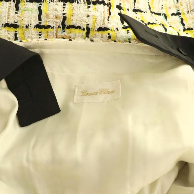 【中古】グレースクラス GRACE Class 25SS チュールヤーンツイードワンピース ロング 36 マルチカラー 黄色_5