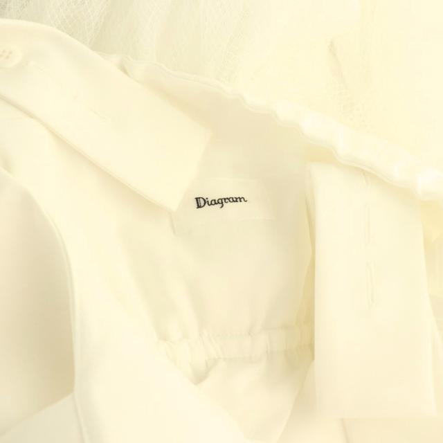 【中古】ダイアグラム グレースコンチネンタル 25SS チュールコンビティアードワンピース フレア ロング マキシ 36 白