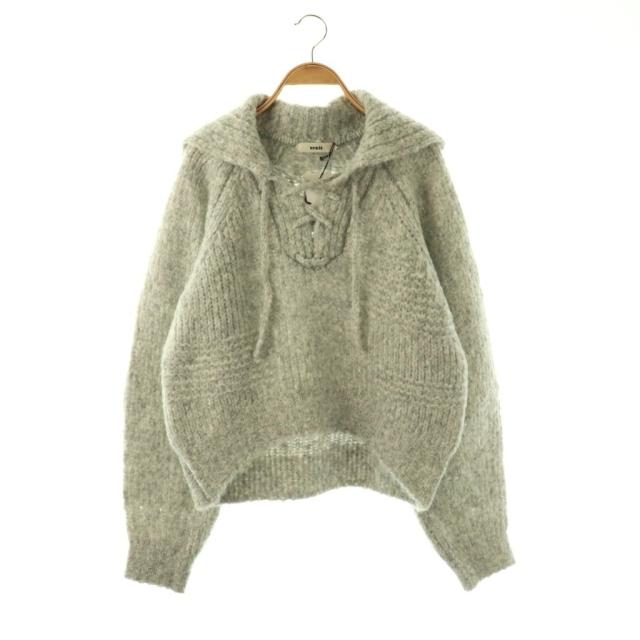 【中古】未使用品 ヴェニット 25AW NOBLE別注 レースアップニット セーター 長袖 アルパカ混 38 ライトグレー /DO