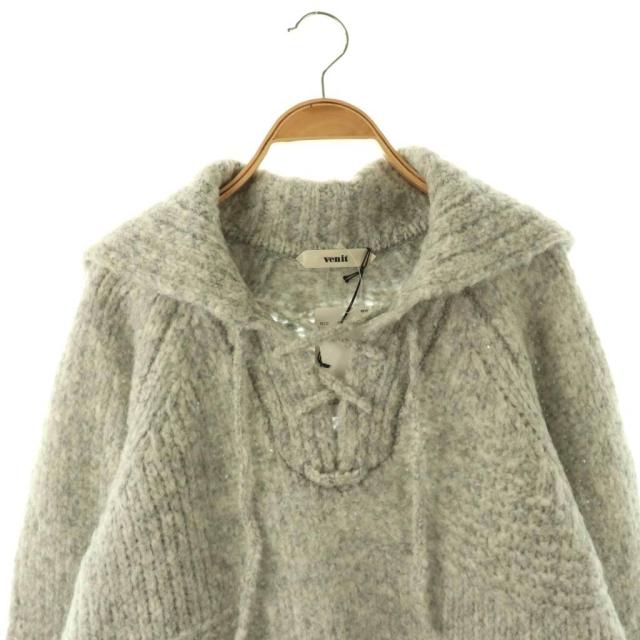 【中古】未使用品 ヴェニット 25AW NOBLE別注 レースアップニット セーター 長袖 アルパカ混 38 ライトグレー /DO_2