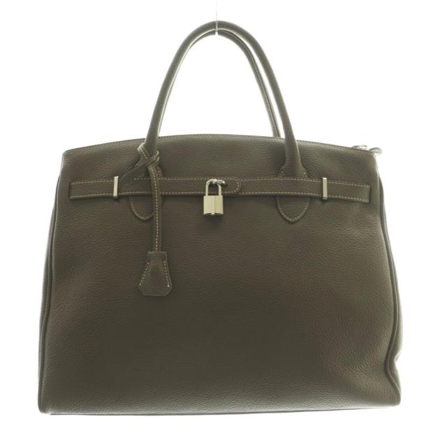 【中古】アウグストローマ AUGUSTO ROMA NAVONA ナヴォナ ハンドバッグ レザー ワンカラー グレージュ /BB ■AD