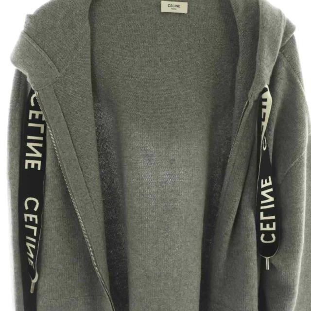 【中古】セリーヌ OVERSIZED ZIP HOODIE ニットフーディ ジャケット パーカー ジップアップ M グレー 2A77O373N_2