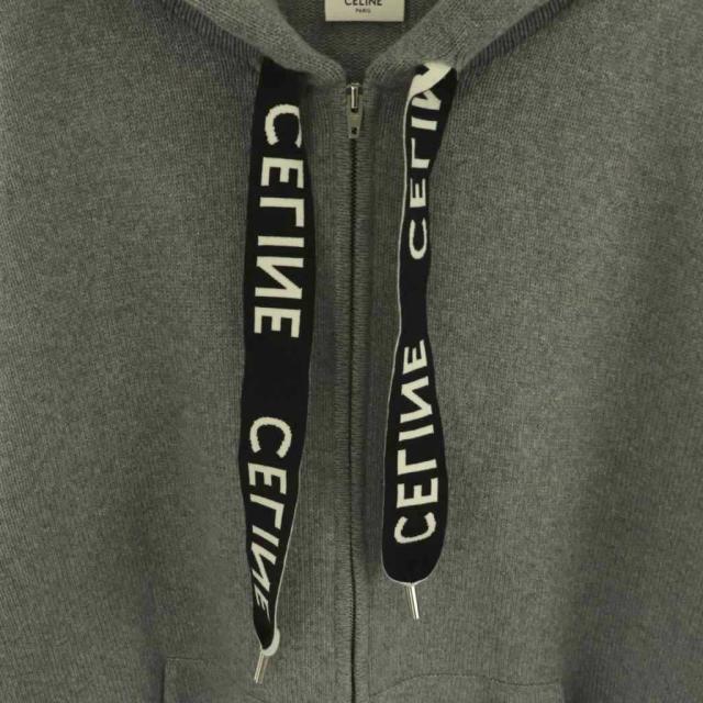 【中古】セリーヌ OVERSIZED ZIP HOODIE ニットフーディ ジャケット パーカー ジップアップ M グレー 2A77O373N_3