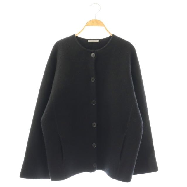 【中古】セオリーリュクス 24AW FELTED KNIT LENDA ニットコート ノーカラー オーバーサイズ ウール 38 黒 ブラック