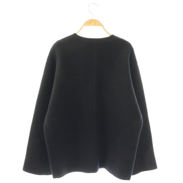 【中古】セオリーリュクス 24AW FELTED KNIT LENDA ニットコート ノーカラー オーバーサイズ ウール 38 黒 ブラック_1
