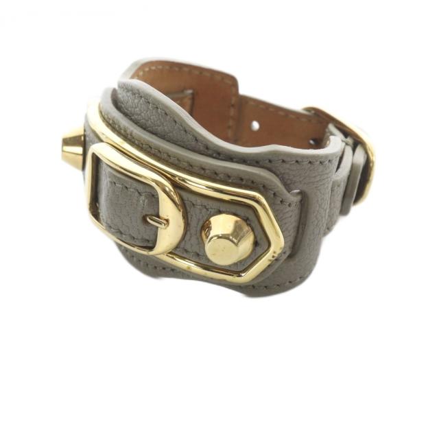 【中古】バレンシアガ BALENCIAGA ジャイアント レザー ブレスレット S グレージュ /SR ■OH ■SH レディース_1