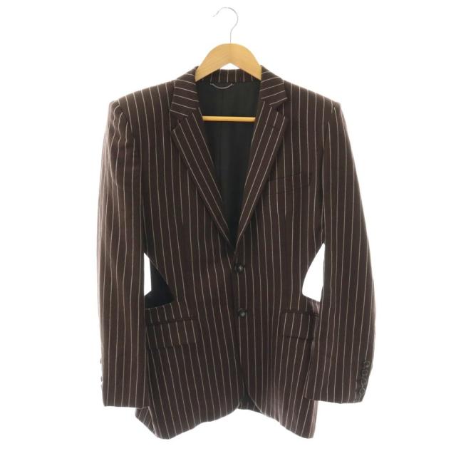 【中古】ジョンローレンスサリバン hollowed out jacket ジャケット ストライプ シングル 46 ブラウン