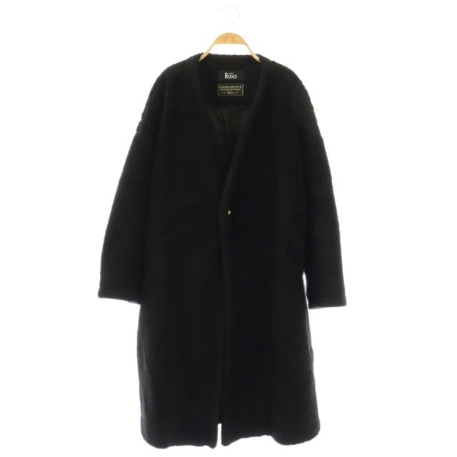 【中古】ザ リラクス THE RERACS wool pile collarless boa coat コート ノーカラー ボア ロング F ブラック /HK