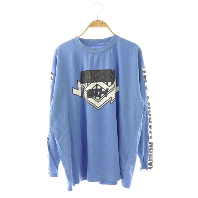 【中古】エムエムシックス メゾンマルジェラ MM6 長袖カットソー Tシャツ ロンT プリント S ブルー 白 グレー