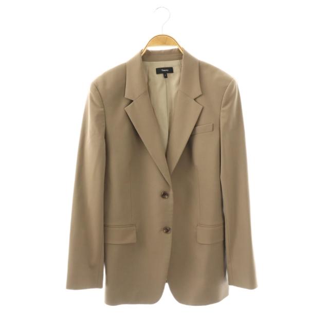 【中古】セオリー Theory 25SS TRACEABLE WOOL OS ST BLAZER B ボーイフレンドジャケット テーラード 4 モカ /HK