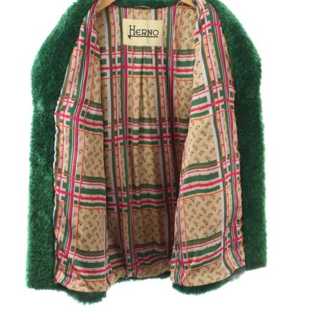 【中古】ヘルノ CURLY FAUX FUR OVERSIZE FIT フェイクファーコート チェスター 40 緑 CA000500D /MI ■OS レディース_2