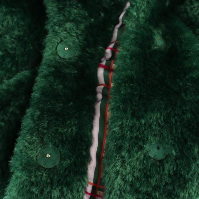 【中古】ヘルノ CURLY FAUX FUR OVERSIZE FIT フェイクファーコート チェスター 40 緑 CA000500D /MI ■OS レディース_5