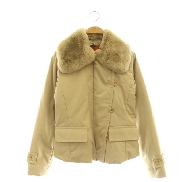 【中古】マックスマーラ MAX MARA 白タグ ラパンファー 中綿ジャケット ブルゾン 34 ベージュ /NR ■OS レディース