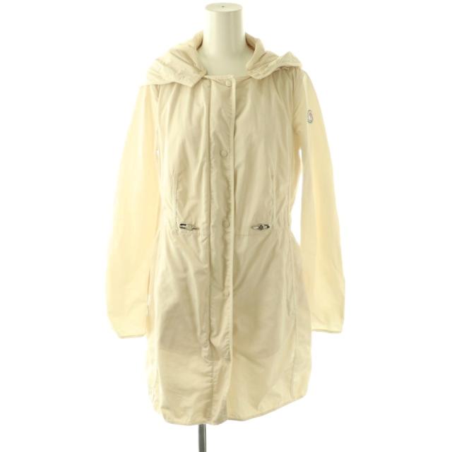 【中古】モンクレール MONCLER ANTHEMIS ミドルコート アウター ジップアップ ワンカラー フード 0 アイボリー