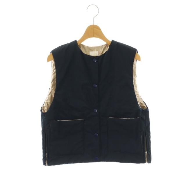 【中古】未使用品 ガーゼ SIDE ZIP LIGHT COSMIC VEST ベスト 前開き F ネイビー G1098 /DO ■OS ■SH レディース