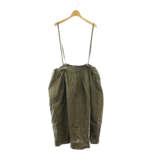 【中古】未使用品 グラム(g) g-586 LVINTAGE CLOTH SHOULDER STRAP SKIRT スカート フレア サテン F カーキ /CX