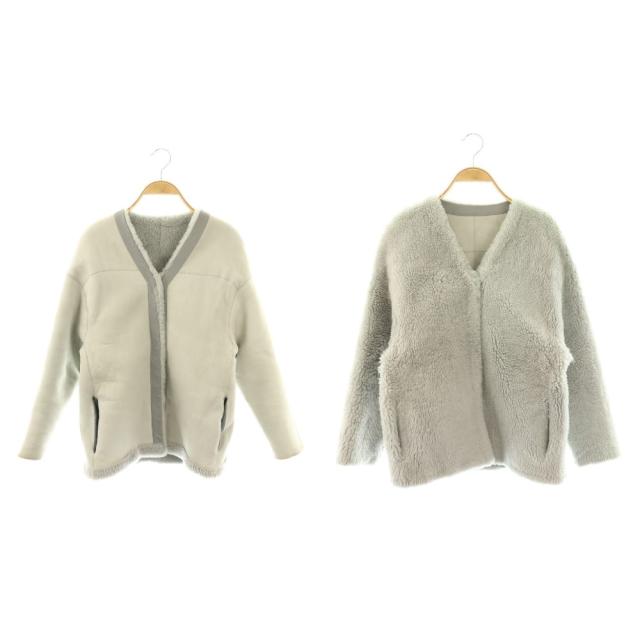 【中古】カールラガーフェルド KARL LAGERFELD 羊肉 ボア上衣 リヴァーシブル アウター 子ヒツジなめし革 XS
