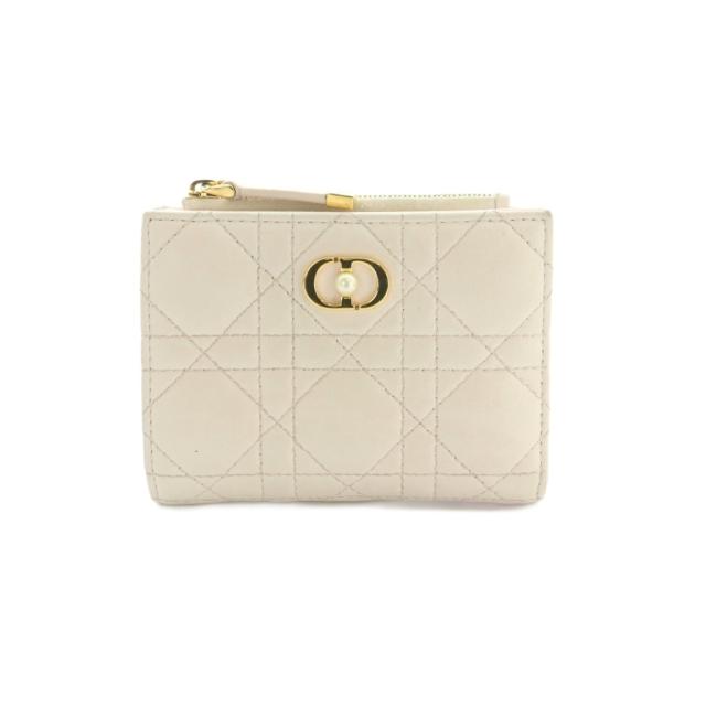 【中古】クリスチャンディオール Jolie Dahlia ウォレット 財布 二つ折り 小銭入れ カナージュステッチ ライトピンク