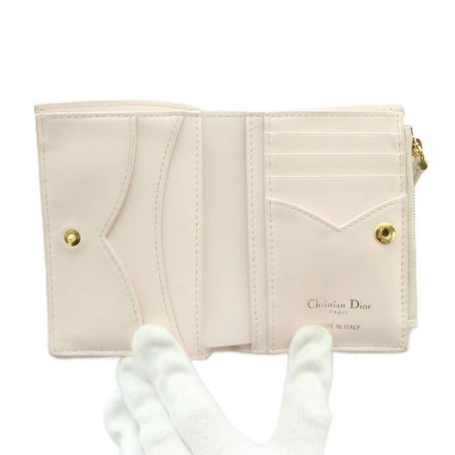 【中古】クリスチャンディオール Jolie Dahlia ウォレット 財布 二つ折り 小銭入れ カナージュステッチ ライトピンク_4