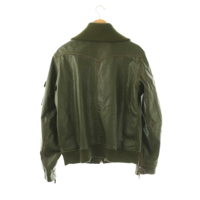 【中古】アヴィレックス AVIREX レザージャケット ブルゾン 牛革 L カーキ /DF ■OS ■AD レディース_1