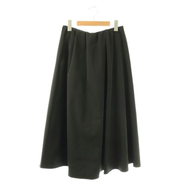 【中古】マカフィー トゥモローランド 25AW ダブルサテン タックギャザーフレアスカート ロング 36 黒 レディース