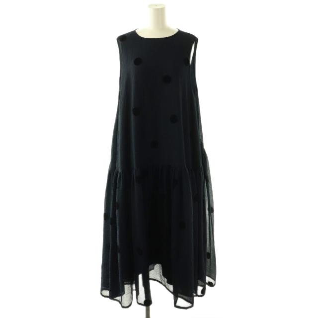 【中古】シートーキョー SHE Tokyo Nadia dot ワンピース ノースリーブ ドット F ネイビー ブラック /ES ■OS