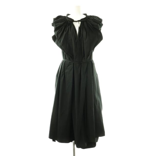 【中古】ジルサンダー JIL SANDER ギャザーワンピース ロング XS 黒 ブラック /SS ■OS レディース