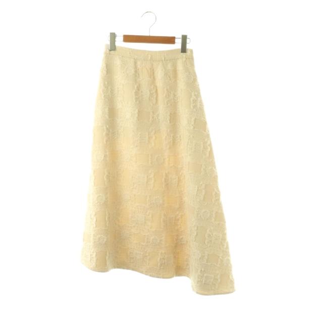 【中古】ジルサンダー JIL SANDER ウールフレアスカート ロング 総柄 32 アイボリー /DO ■OS レディース
